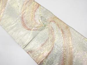 流水に蝶模様織り出し袋帯